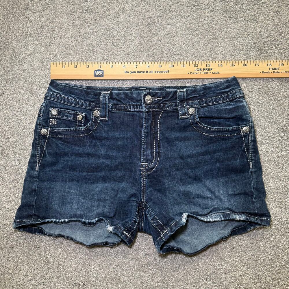 Miss Me Y2K Embroidered Curvy Shorts Women Size 29 Denim Blue Casual - Picture 3 of 7